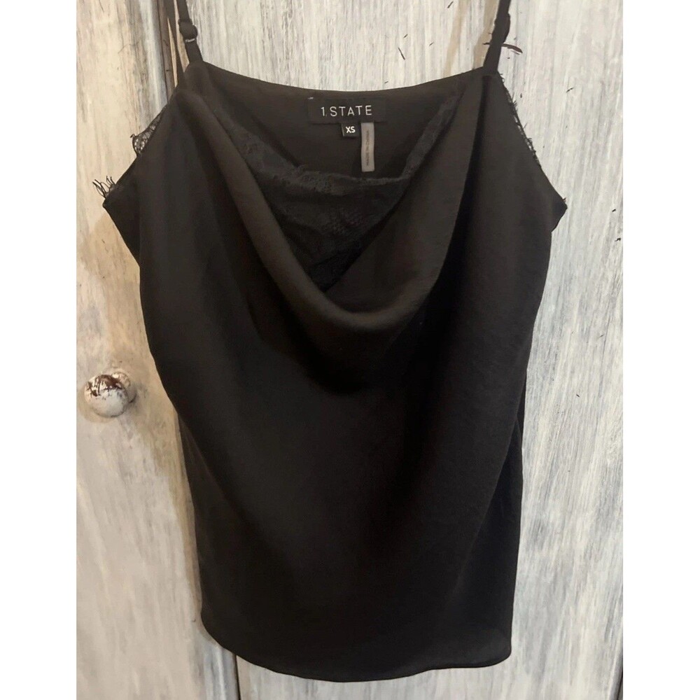 1. State Lace Scoop Neck Tank Top Xs Boho Cottage Core Black vintage